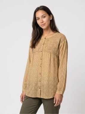 Karen by Simonsen Beige Floral Pintuck Blouse Size Small (34) NWT